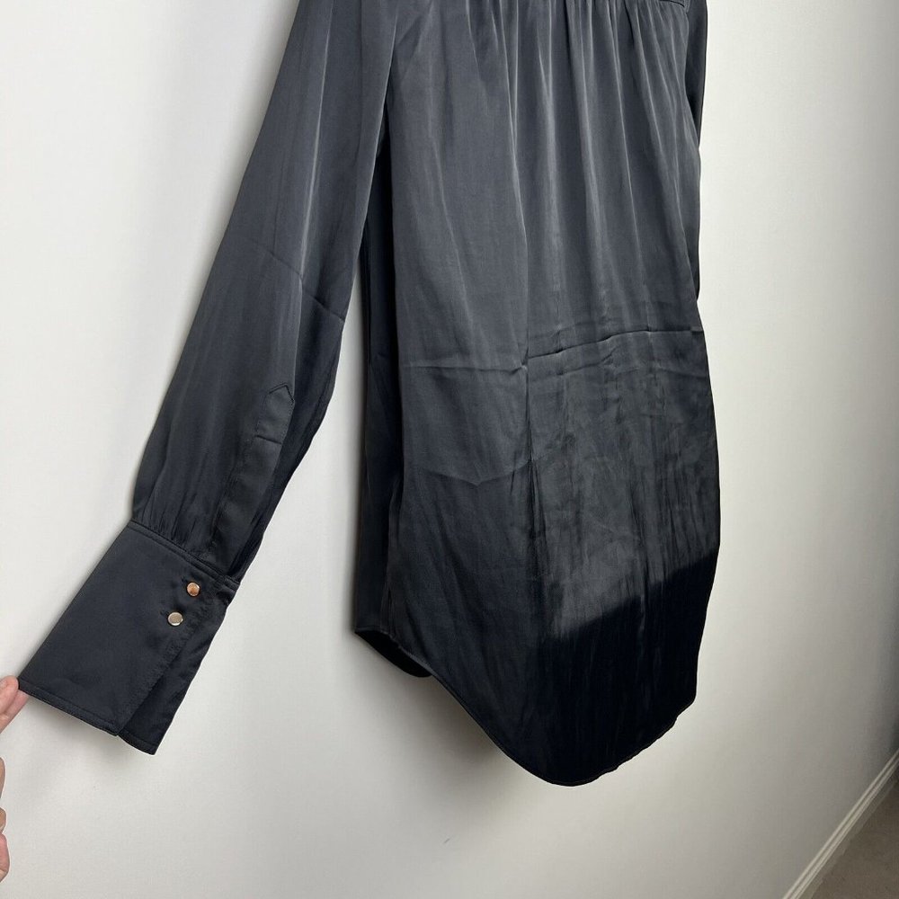 Witchery Modern Cuff Blouse Top Long Sleeve Black Satin Office Work Lux Size S 8 - Picture 8 of 13